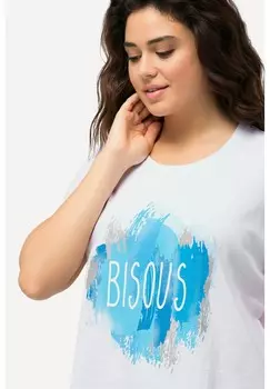 Футболка с принтом BISOUS SHORT SLEEVE GRAPHIC Ulla Popken, белый
