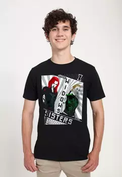 Футболка с принтом BLACK WIDOW: MOVIE RED SISTERS Marvel, черный
