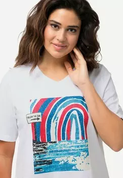 Футболка с принтом BLOCK SHORT SLEEVE GRAPHIC Ulla Popken, белый