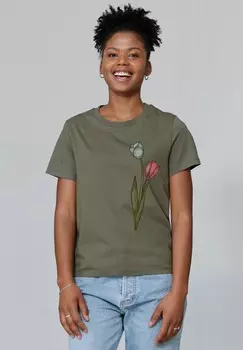 Футболка с принтом BLUME IN WASSER watapparel, хаки