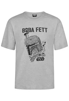 Футболка с принтом BOBA FETT HERREN Star Wars, цвет grau