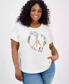 Футболка с принтом больших размеров Style & Co, коричневый/бежевый