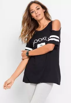 Футболка с принтом bonprix, черный