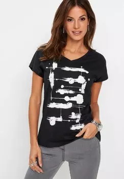 Футболка с принтом bonprix, черный