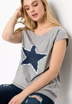 Футболка с принтом bonprix, серый