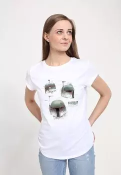 Футболка с принтом BOOK OF BOBA FETT HELMET SCHEMATICS Henry Tiger, белый