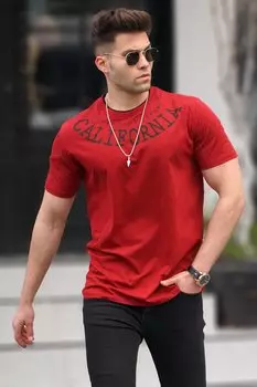 Футболка с принтом Бордово-красная 5368 MADMEXT