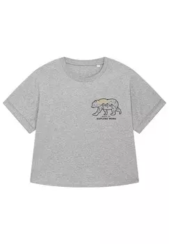 Футболка с принтом BORN TO EXPLORE MORE watapparel, цвет Mottled Grey