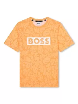Футболка с принтом BOSS Kidswear, оранжевый