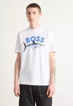 Футболка с принтом BOSS, молочный