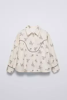 Футболка с принтом ботинок ZARA, экрю