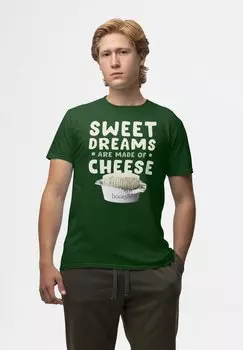 Футболка с принтом BOURSIN SWEET DREAMS ARE MADE OF CHEESE Henry Tiger, темно-зеленый