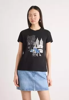 Футболка с принтом BOW BRIDGE CONVERSATIONAL DKNY, черный