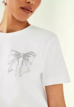 Футболка с принтом BOW EMBELLISHED, REGULAR FIT Next, белый