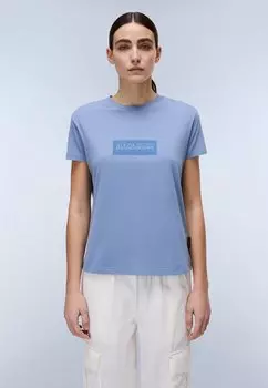 Футболка с принтом BOX LOGO Napapijri, темно-синий