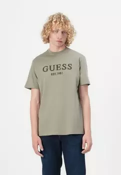 Футболка с принтом BOX LOGO TEE Guess, зеленый