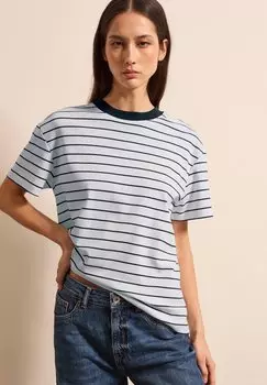 Футболка с принтом BOXY-FIT STRIPED Stefanel, белый