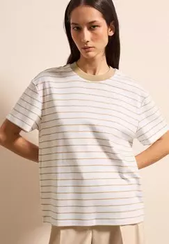 Футболка с принтом BOXY-FIT STRIPED Stefanel, белый