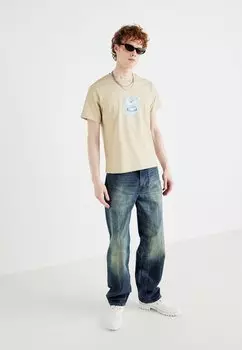 Футболка с принтом BOXY GRAPHIC TEE Weekday, бежевый