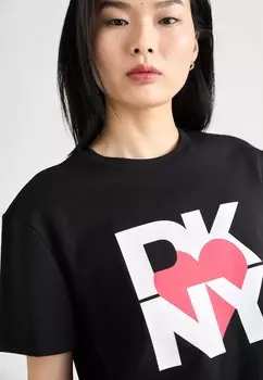 Футболка с принтом Boyfriend Oversize With Giant DKNY, черная