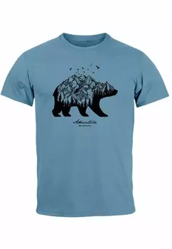Футболка с принтом BR ABENTEUER BERGE WALD BEAR MOUNTAINS ADVENTURE Neverless, синий