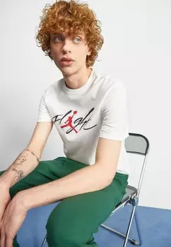 Футболка с принтом BRAND CREW Jordan, белый/черный/спортивно-красный