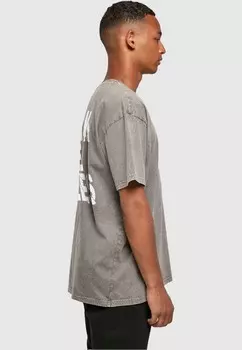 Футболка с принтом BREAK THE RULES 2 ACID WASHED Merchcode, серый