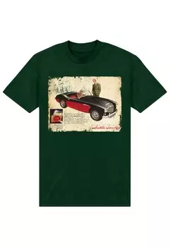 Футболка с принтом BRITISH MOTOR HERITAGE AUSTIN HEALEY Henry Tiger, темно-зеленый
