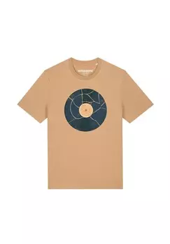 Футболка с принтом BROKEN VINYL watapparel, бежевый