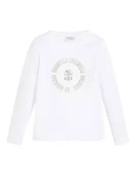 Футболка с принтом Brunello Cucinelli Kids, белый