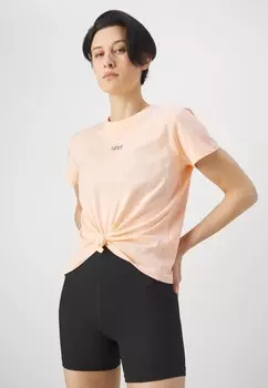 Футболка с принтом BUBBLE LOGO KNOT FRONT TEE DKNY, розовый