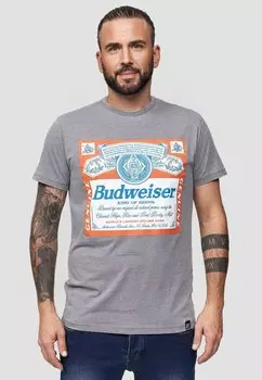Футболка с принтом BUDWEISER HERITAGE Re:Covered, цвет grey