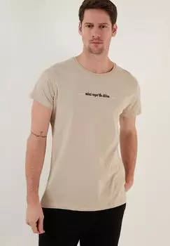 Футболка с принтом Buratti, бежевая