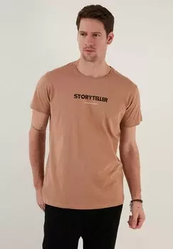 Футболка с принтом Buratti, светло-коричневая