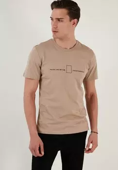 Футболка с принтом Buratti, светло-коричневый