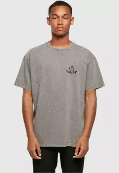 Футболка с принтом BUT FIRST COFFEE ACID WASHED HEAVY Merchcode, серый