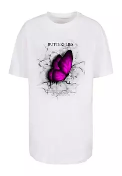 Футболка с принтом BUTTERFLIES BOYFRIEND Merchcode, белый