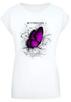 Футболка с принтом BUTTERFLIES EXTENDED SHOULDER Merchcode, белый