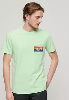 Футболка с принтом CALI STRIPED LOGO Superdry, цвет neon mint green slub