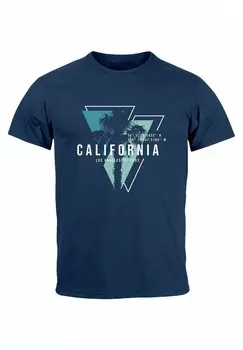 Футболка с принтом CALIFORNIA LOS ANGELES SURFING MOTIV SOMMER FASHI Neverless, темно-синий