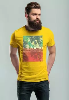 Футболка с принтом CALIFORNIA PALMEN SOMMER FOTO PRINT AUFDRUCK Neverless, желтый