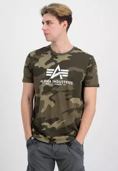 Футболка с принтом CAMO Alpha Industries, цвет Mottled Olive