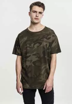 Футболка с принтом CAMO OVERSIZED Urban Classics, цвет olive camo