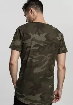 Футболка с принтом CAMO SHAPED LONG TEE Urban Classics, оливковый