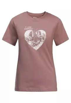 Футболка с принтом CAMPING LOVE T W Jack Wolfskin, коричневый