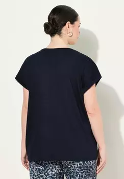 Футболка с принтом CAP SLEEVE GRAPHIC Ulla Popken, темно-синий