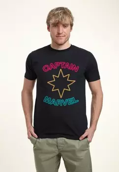 Футболка с принтом CAPTAIN MARVEL MOVIE NEON Marvel, темно-синий