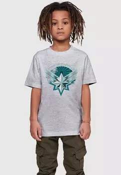 Футболка с принтом CAPTAIN MARVEL-STARFORCE WARRIOR ABSOLUTE CULT, цвет heather grey