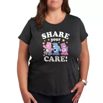 Футболка с принтом Care Bears "Делитесь заботой" Licensed Character, цвет charcoal gray