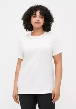 Футболка с принтом CARJULIA LIFE O NECK TEE ONLY Carmakoma, кремовый